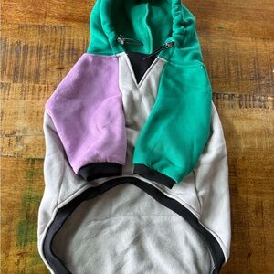 NWOT Dog Hooded Sweatshirt Size Large Green Purple Pullover Hoodie  colorblock